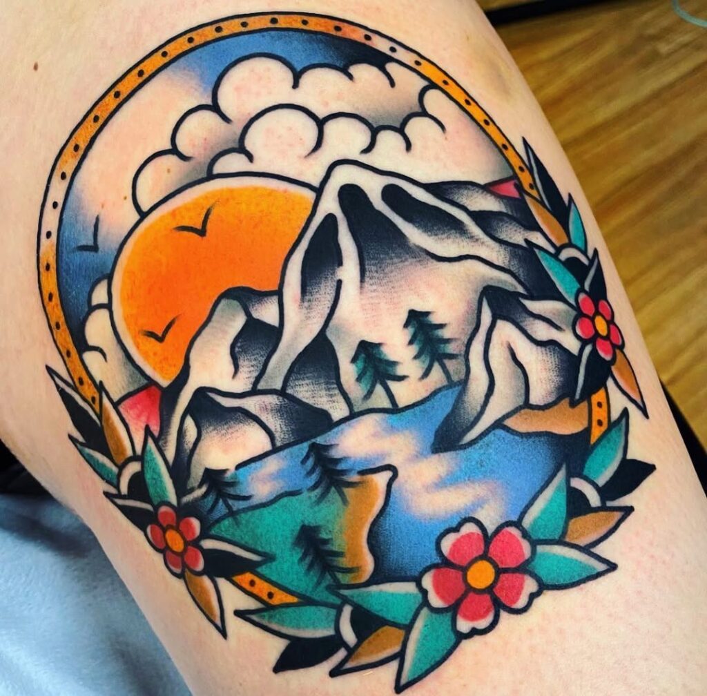 Traditional Mountain Tattoo