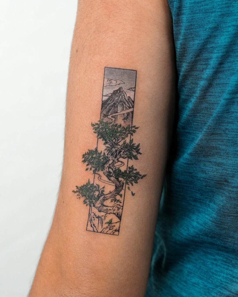 Mountain Scenery In A Frame Tattoo