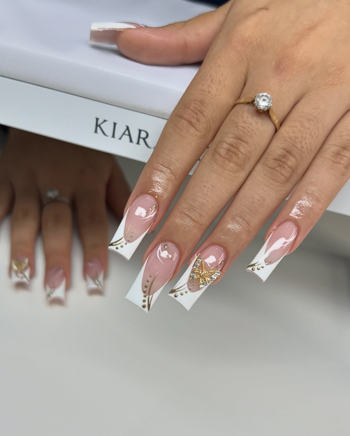 3. Caramel Flame Edges (Small Coffin Nail Ideas)