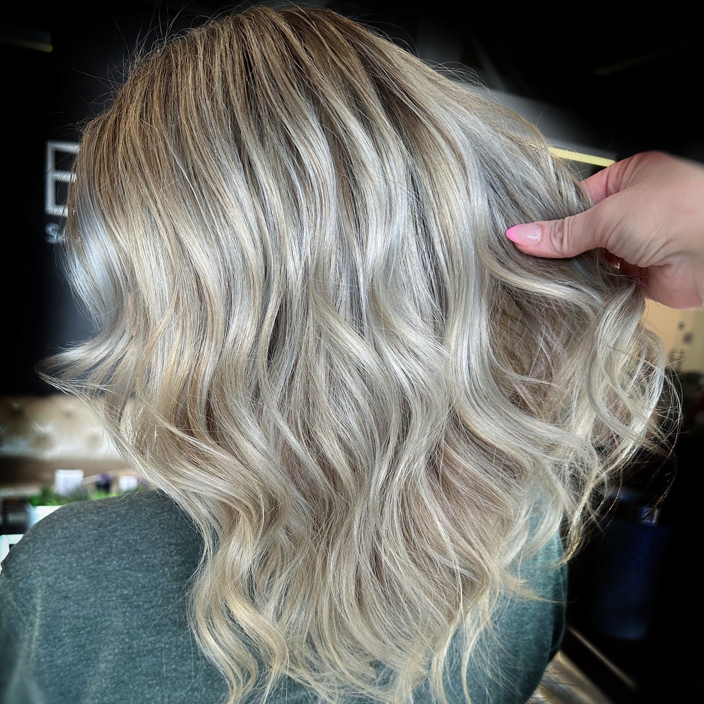 9. Smoky Platinum Texture (Light Hair Color)