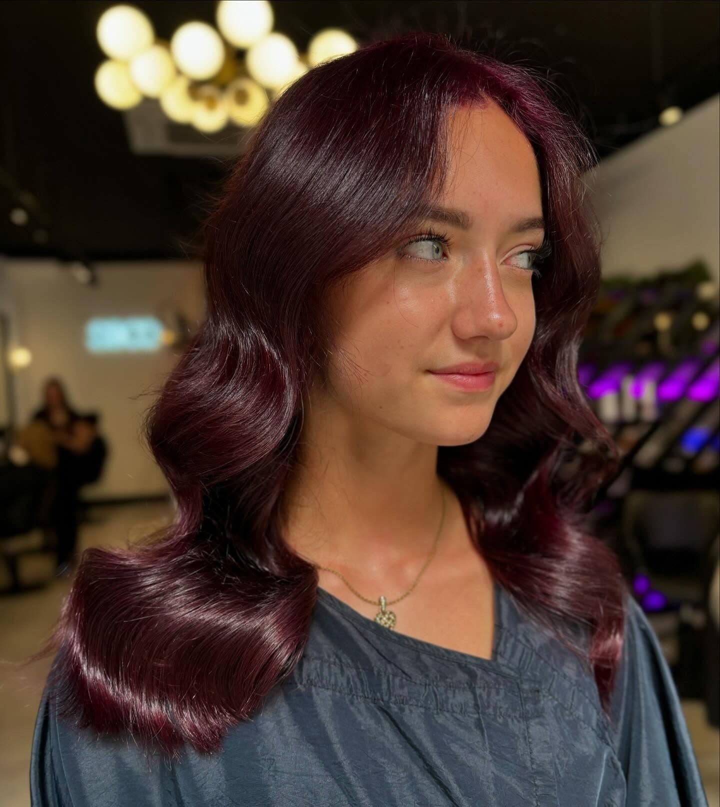 8. Classic Plum Waves with Vintage Shine (Plum Hair Color)