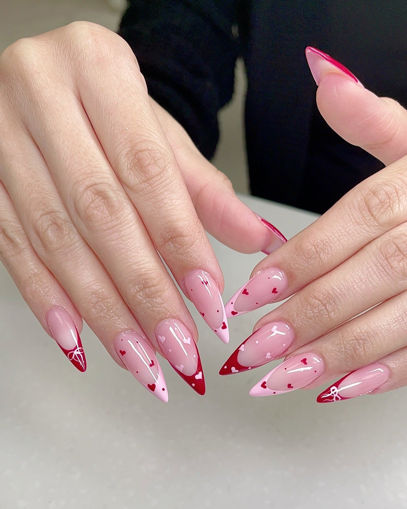 2. Scarlet French Heart Tips (Heart Nail Ideas)