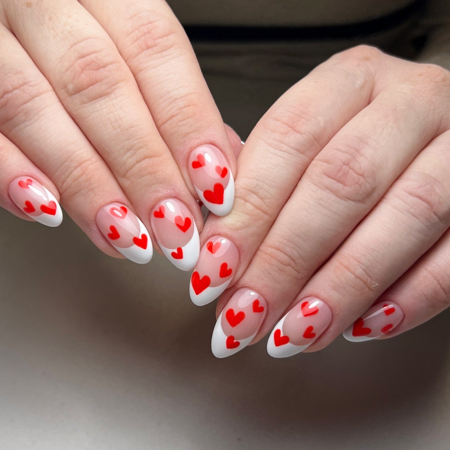 5. White-Tipped Red Hearts (Heart Nail Ideas)
