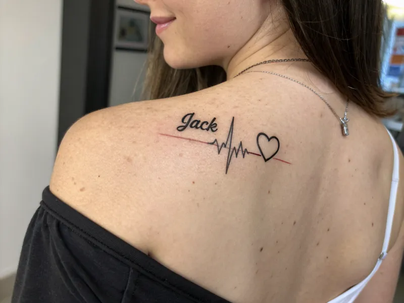 Heartbeat Name Tattoo