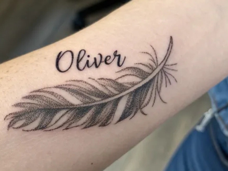 Feather Name Tattoo