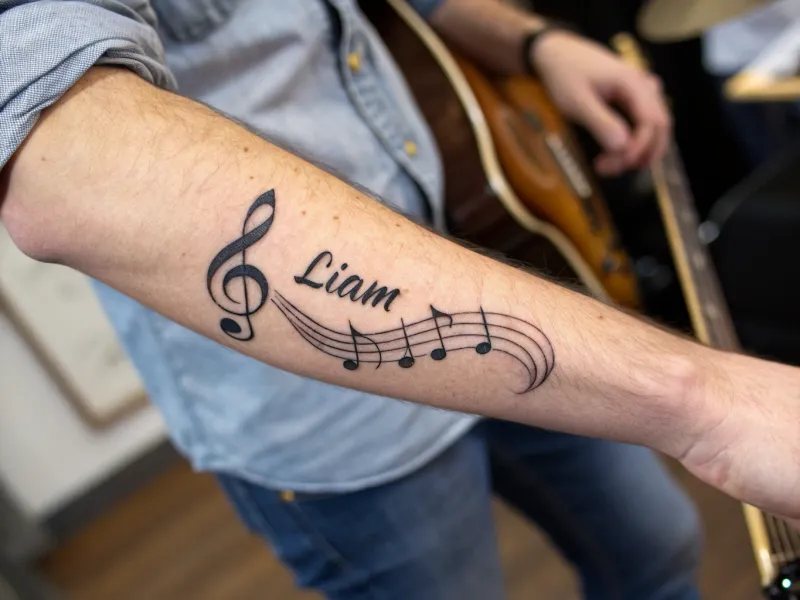 Music Note Name Tattoo