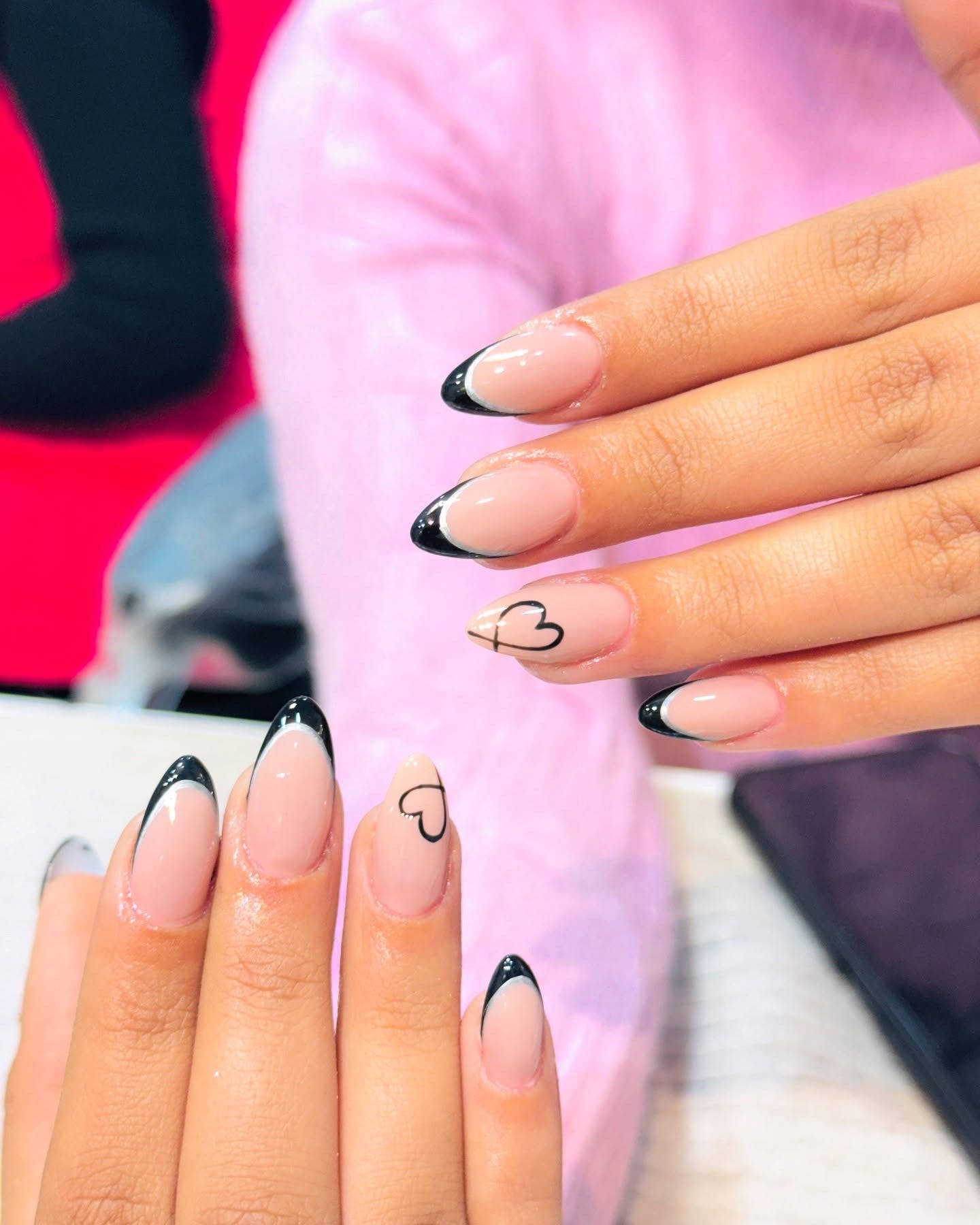 9. Black Heart French Tips (French Nail Ideas)