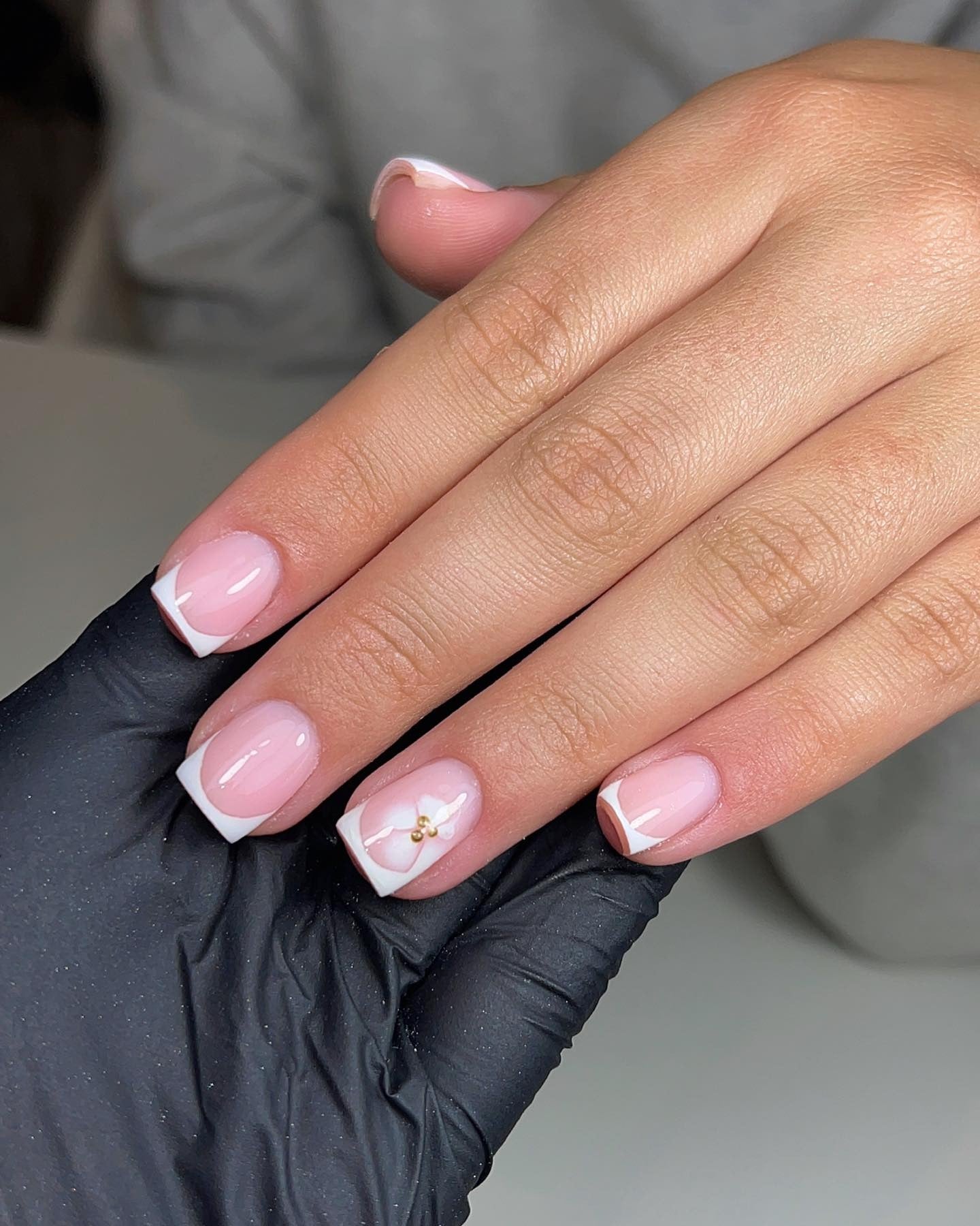 10. Floral Edge Square French (French Nail Ideas)