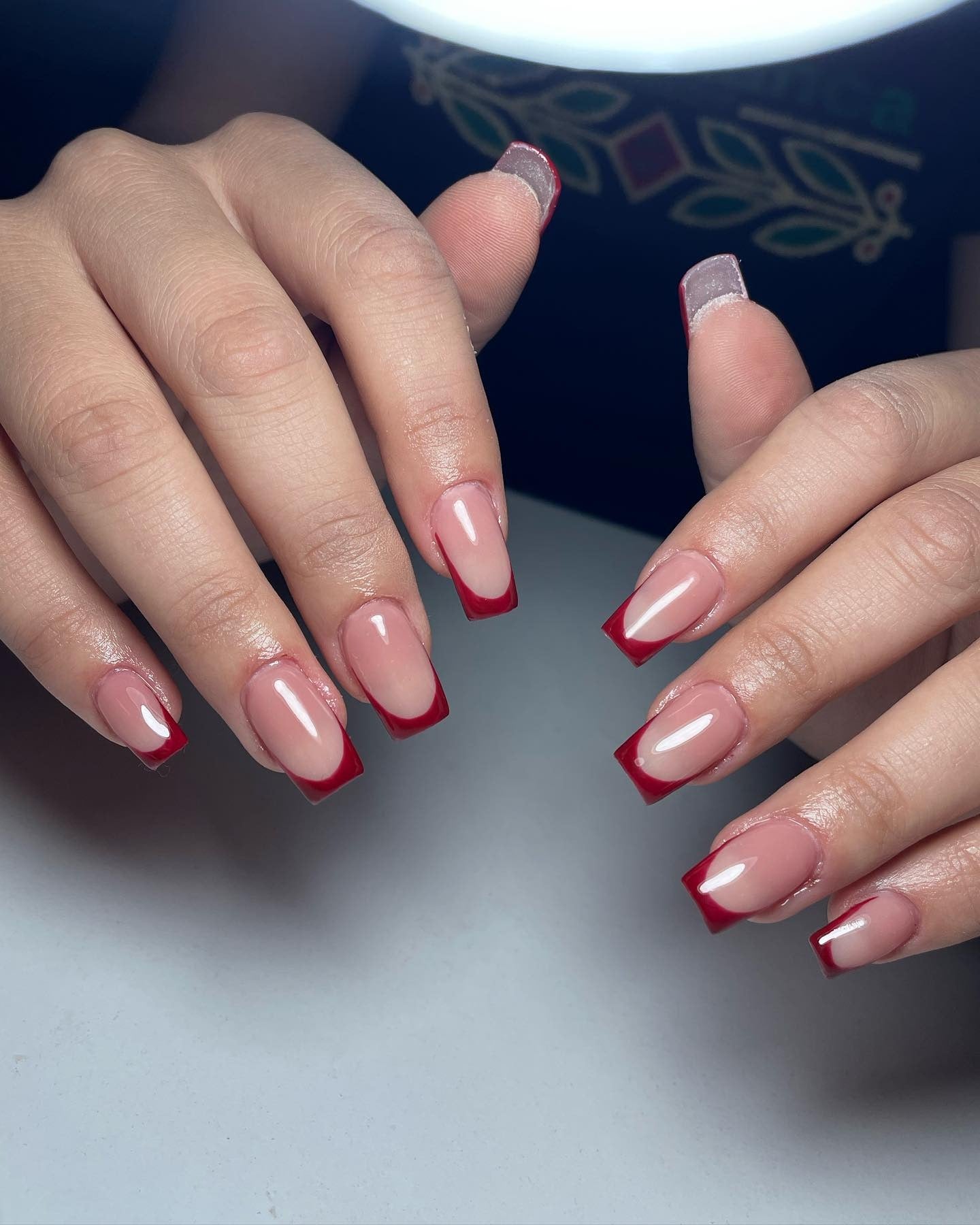 12. Bold Red French Square (French Nail Ideas)