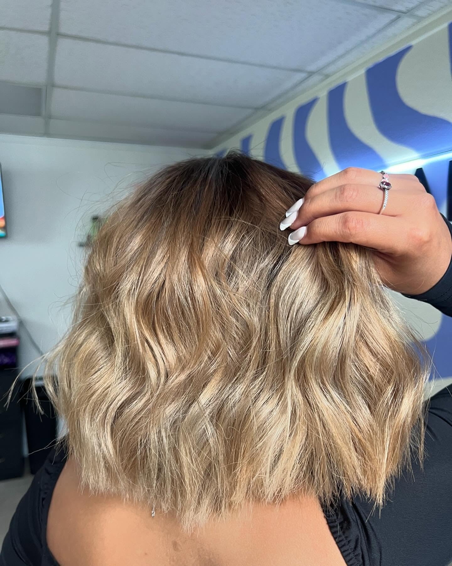 10. Textured Blonde Lob (Warm Blonde Hair Color)