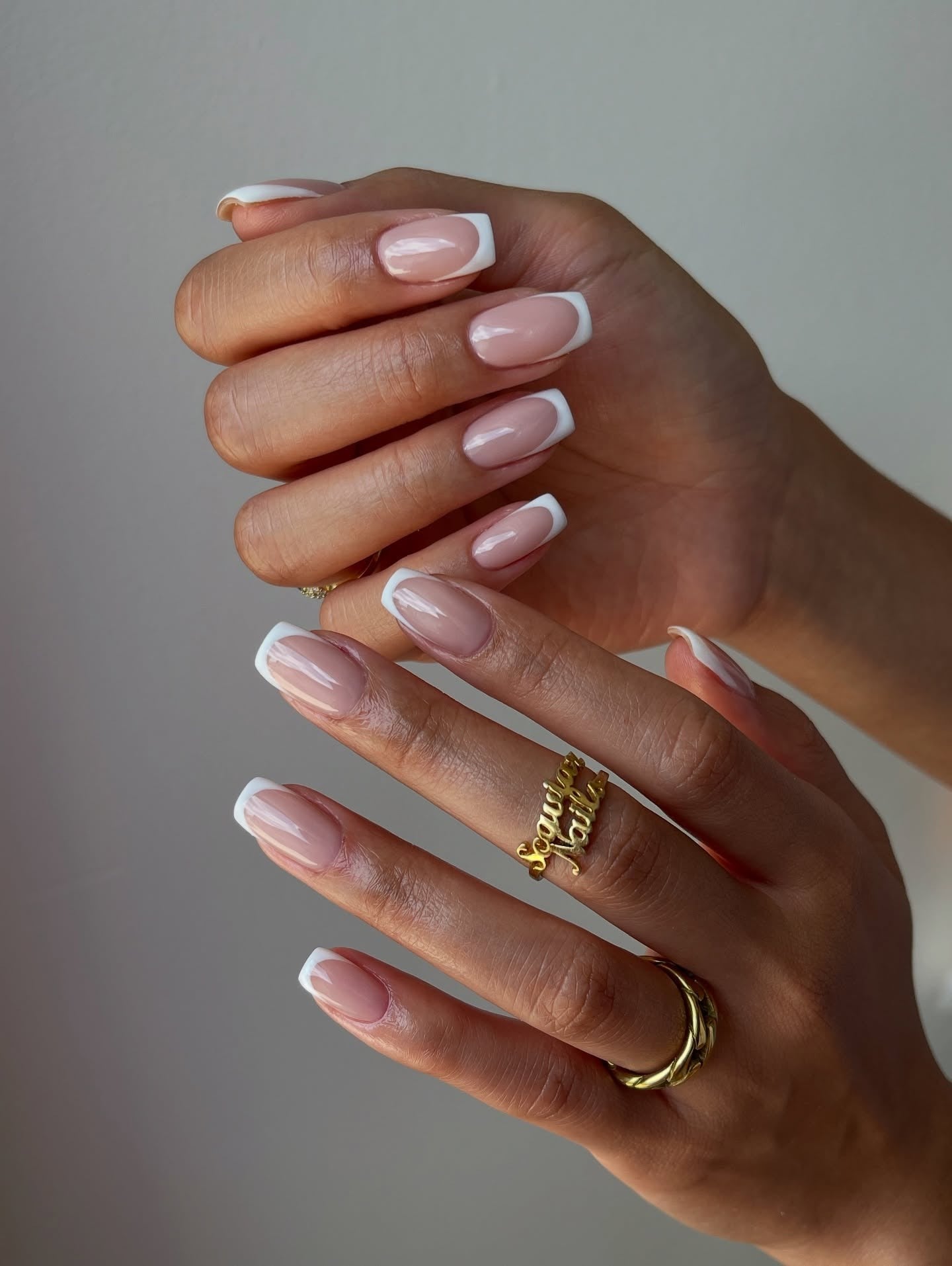 11. Classic Square French Elegance (White Tip Nail Ideas)