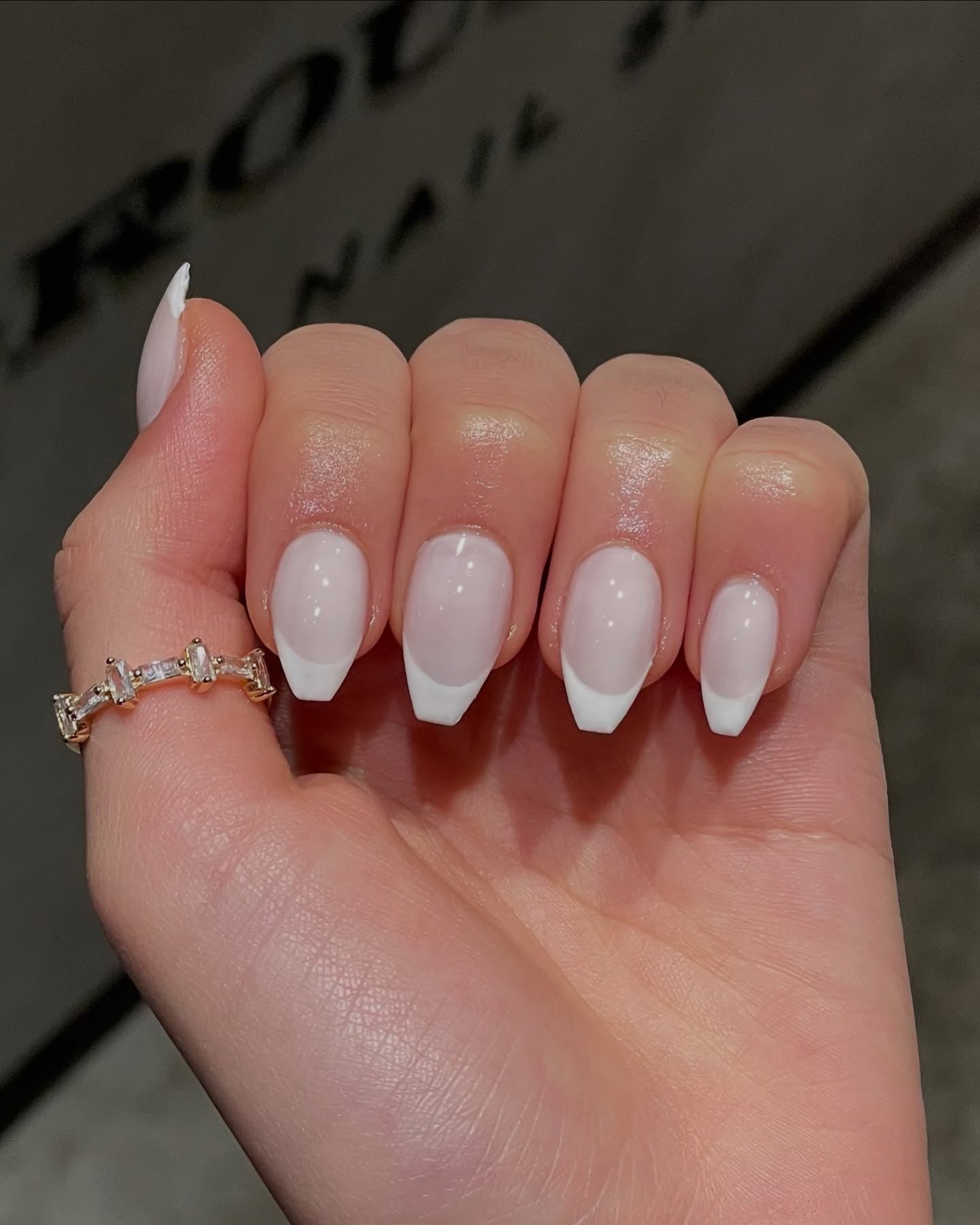 15. Soft Oval French Simplicity (White Tip Nail Ideas)