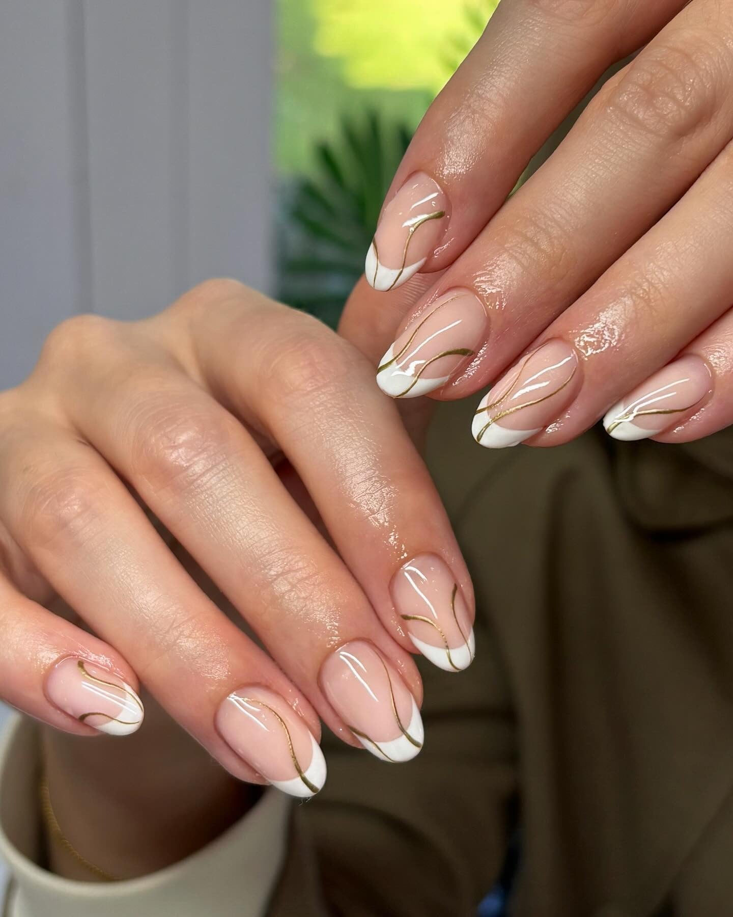 6. White Marble-Inspired Wave Tips (Basic Nail Ideas)