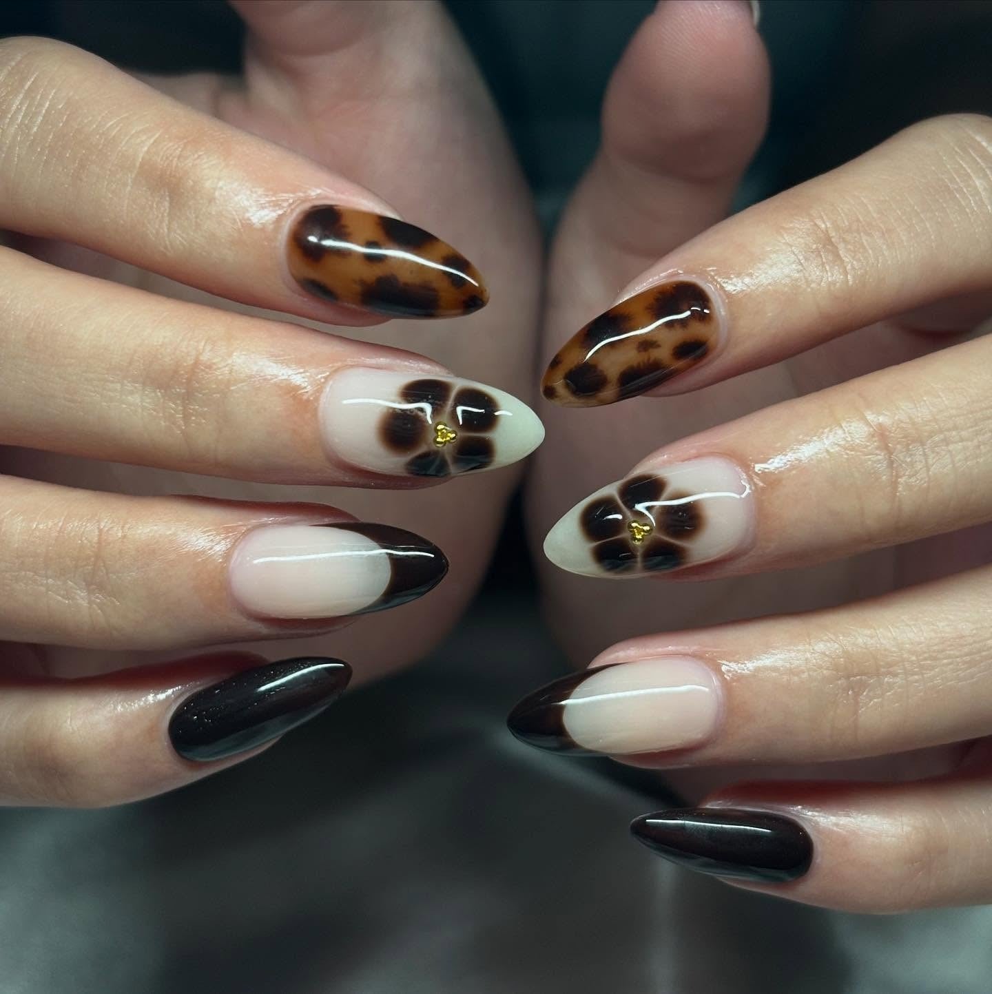 6. Tortoiseshell and Brown Ombre (Brown Nail Ideas)