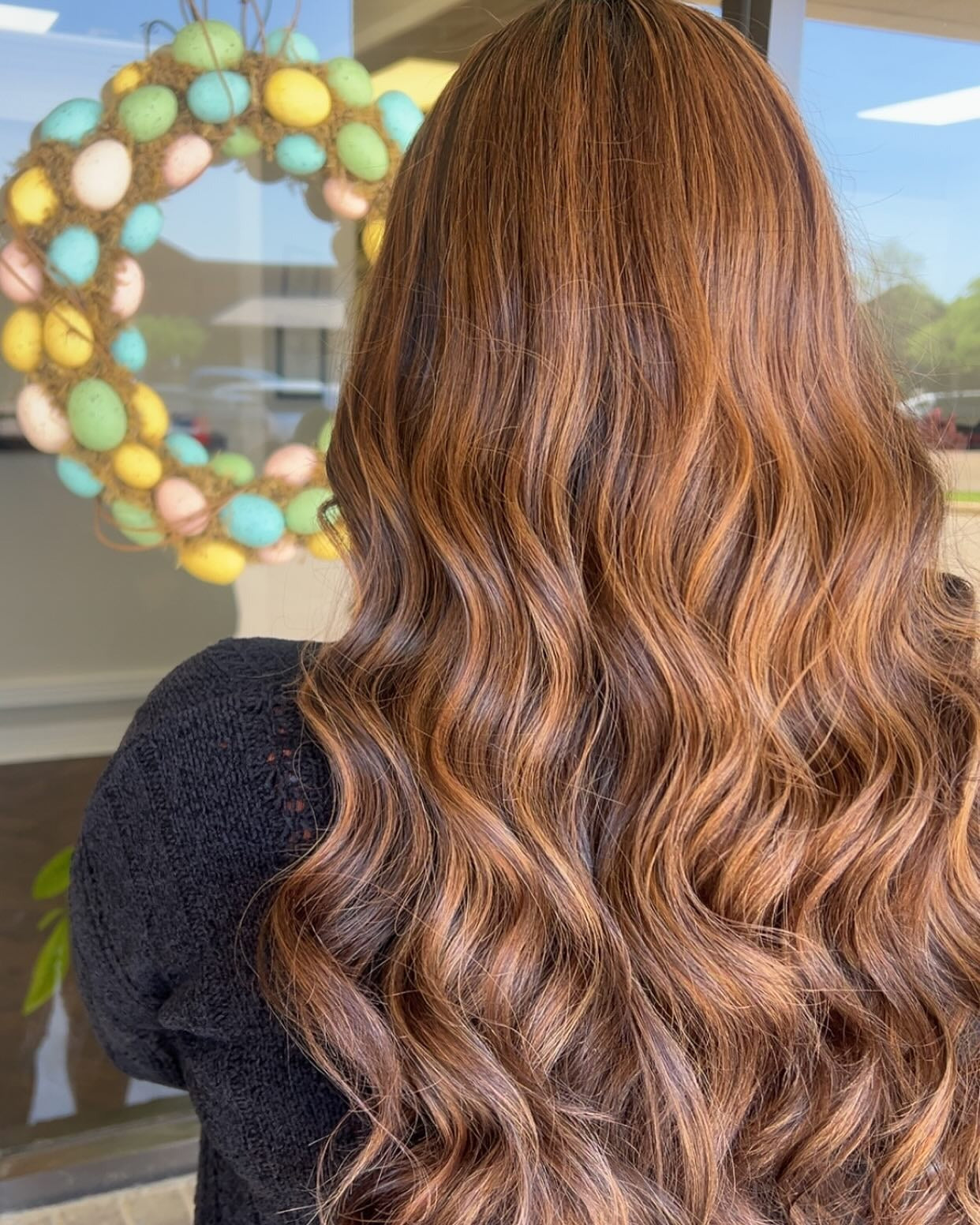 11. Long Chestnut Waves with Caramel Ribbons (Chestnut Hair Color)