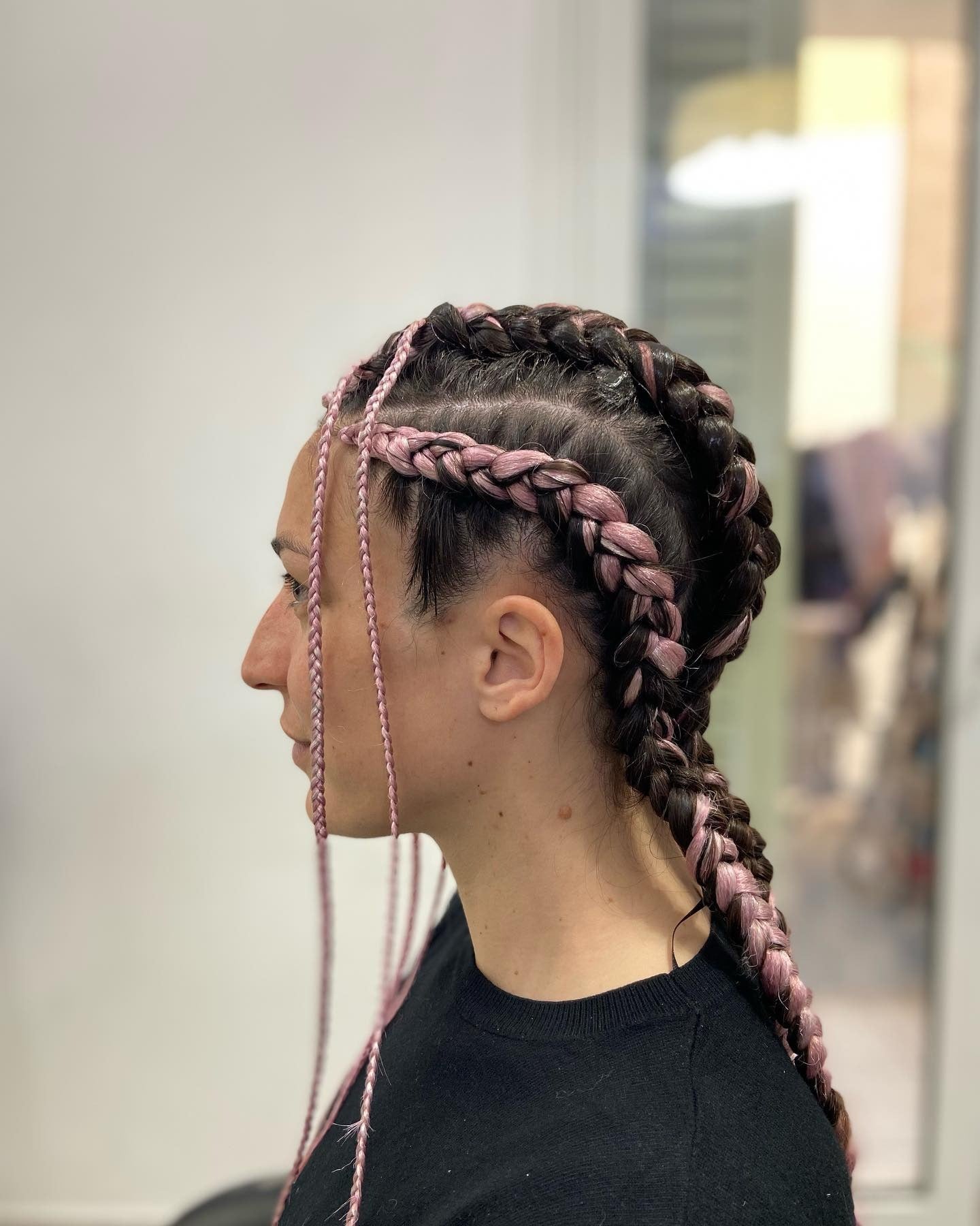 9. Cornrows with Pink Highlights (Cornrow Hairstyles)