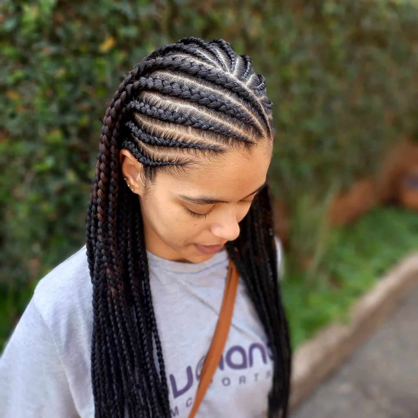 10. Curved Cornrows with Long Braids (Cornrow Hairstyles)