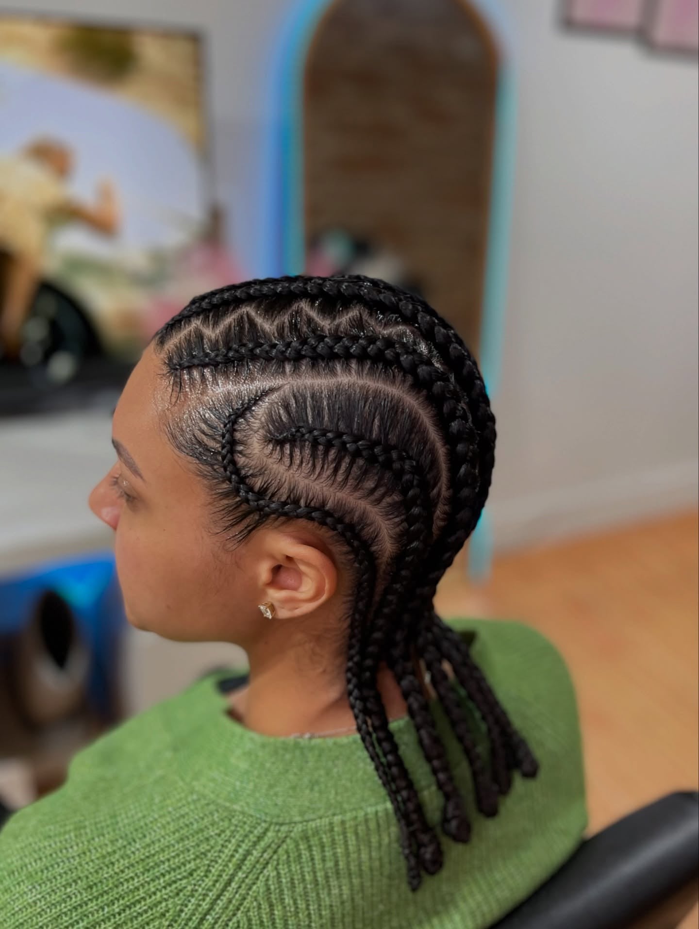 13. Side-Swept Cornrows with Defined Edges (Cornrow Hairstyles)