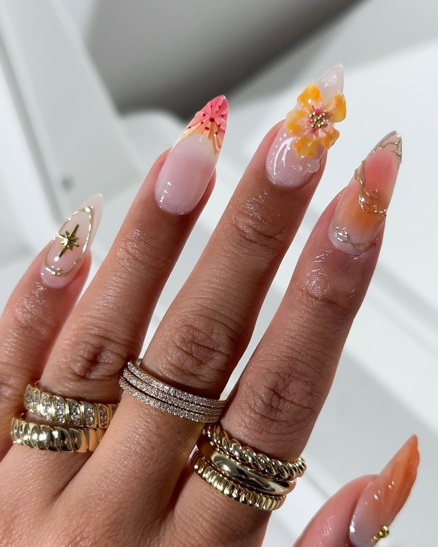 2. Tropical Bloom 3D Floral Art (Flower Nail Ideas)