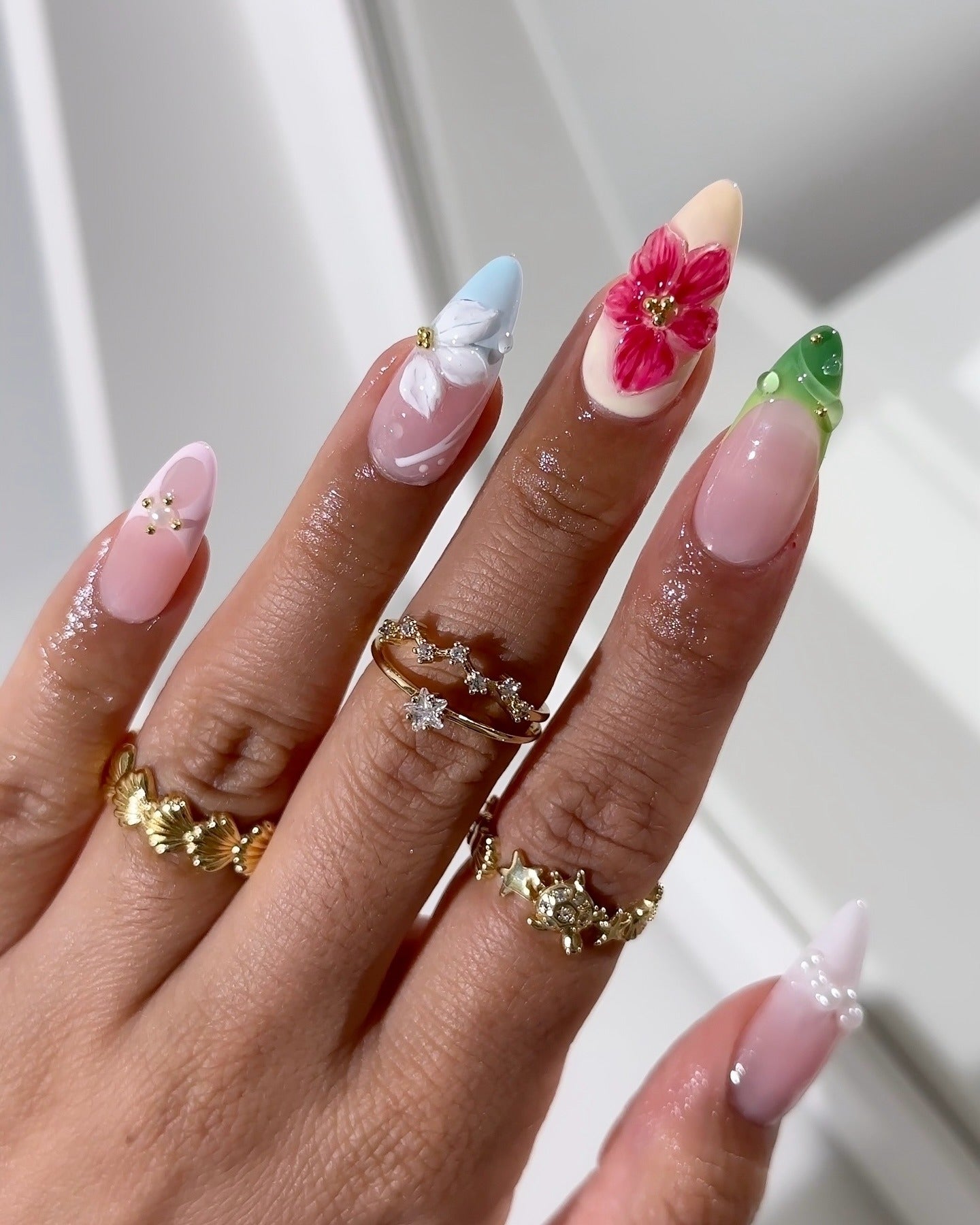 6. Sculpted Tropical Garden Tips (Flower Nail Ideas)