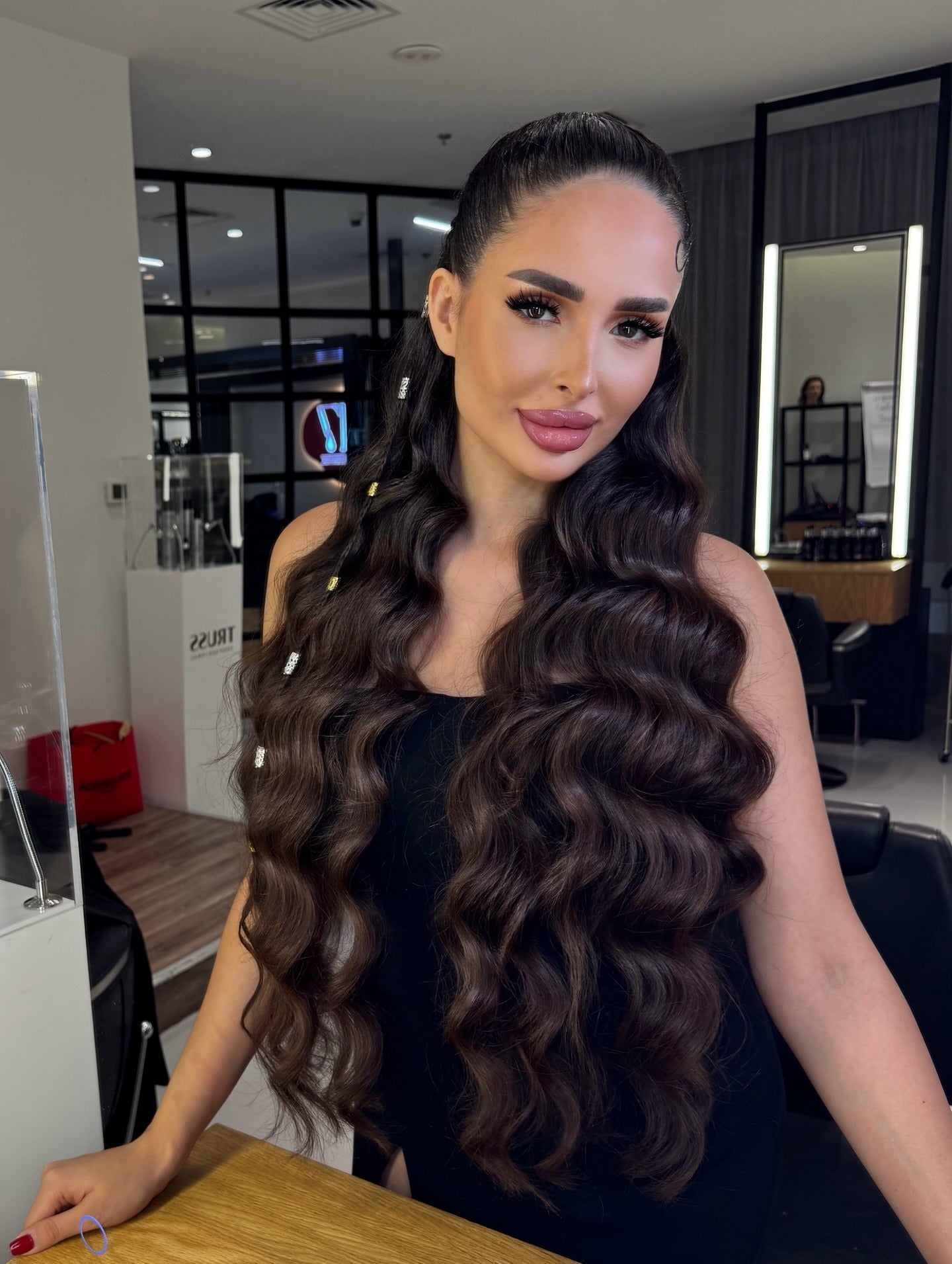 3. Glamorous Long Waves with Hair Accessories (Wavy Hairstyles)