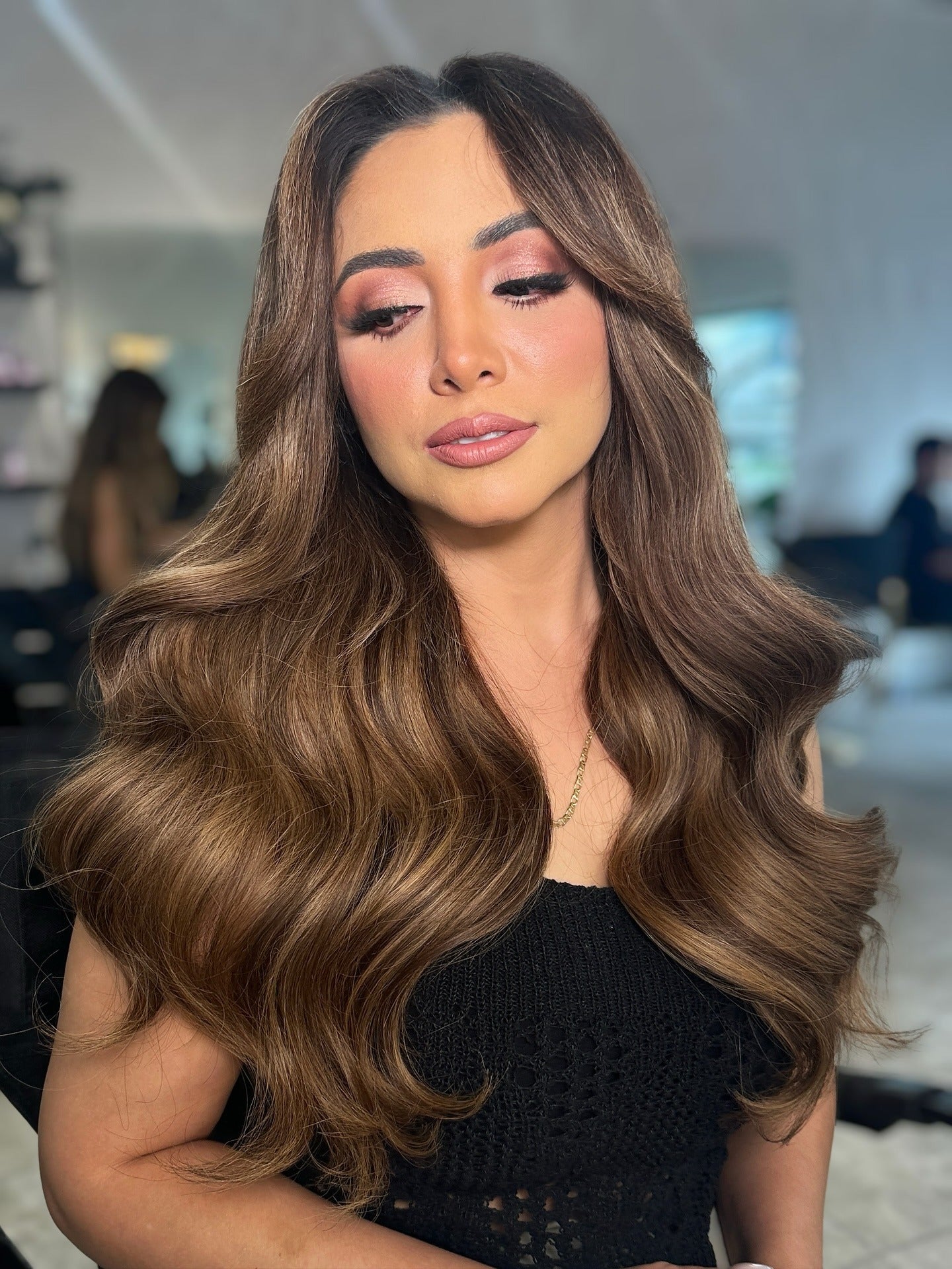 4. Golden Brunette Waves with Face-Framing Layers (Wavy Hairstyles)