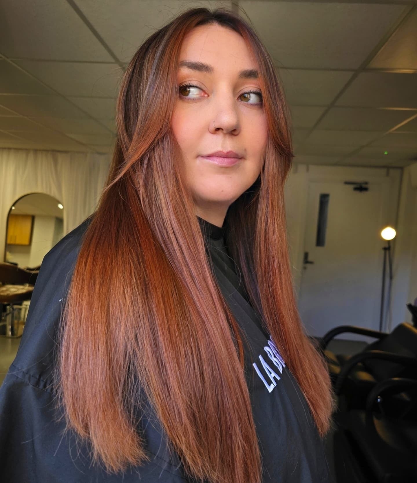 4. Rooted Copper with Feathered Layers (Copper Hair Color)