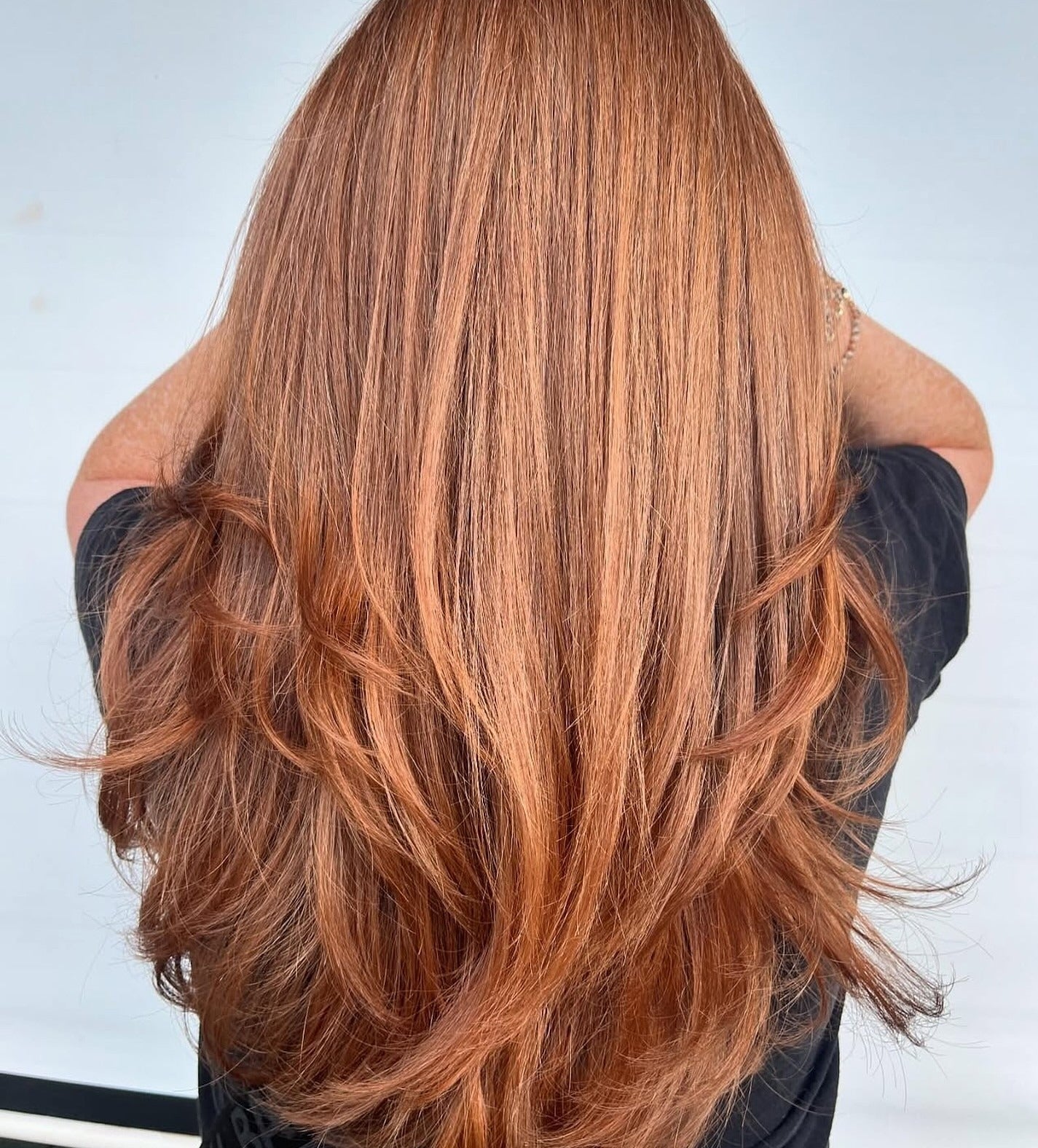 14. Blended Copper Layers with Feathered Ends (Copper Hair Color)