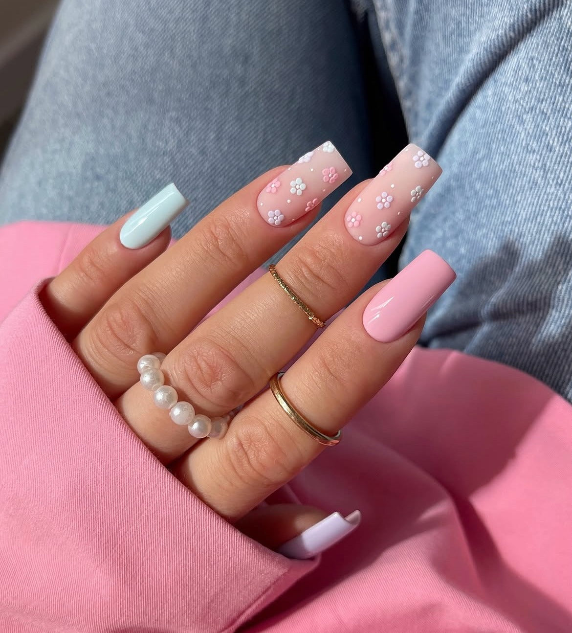 1. Pastel Petals & Glossy Charm (Nail Art Ideas)