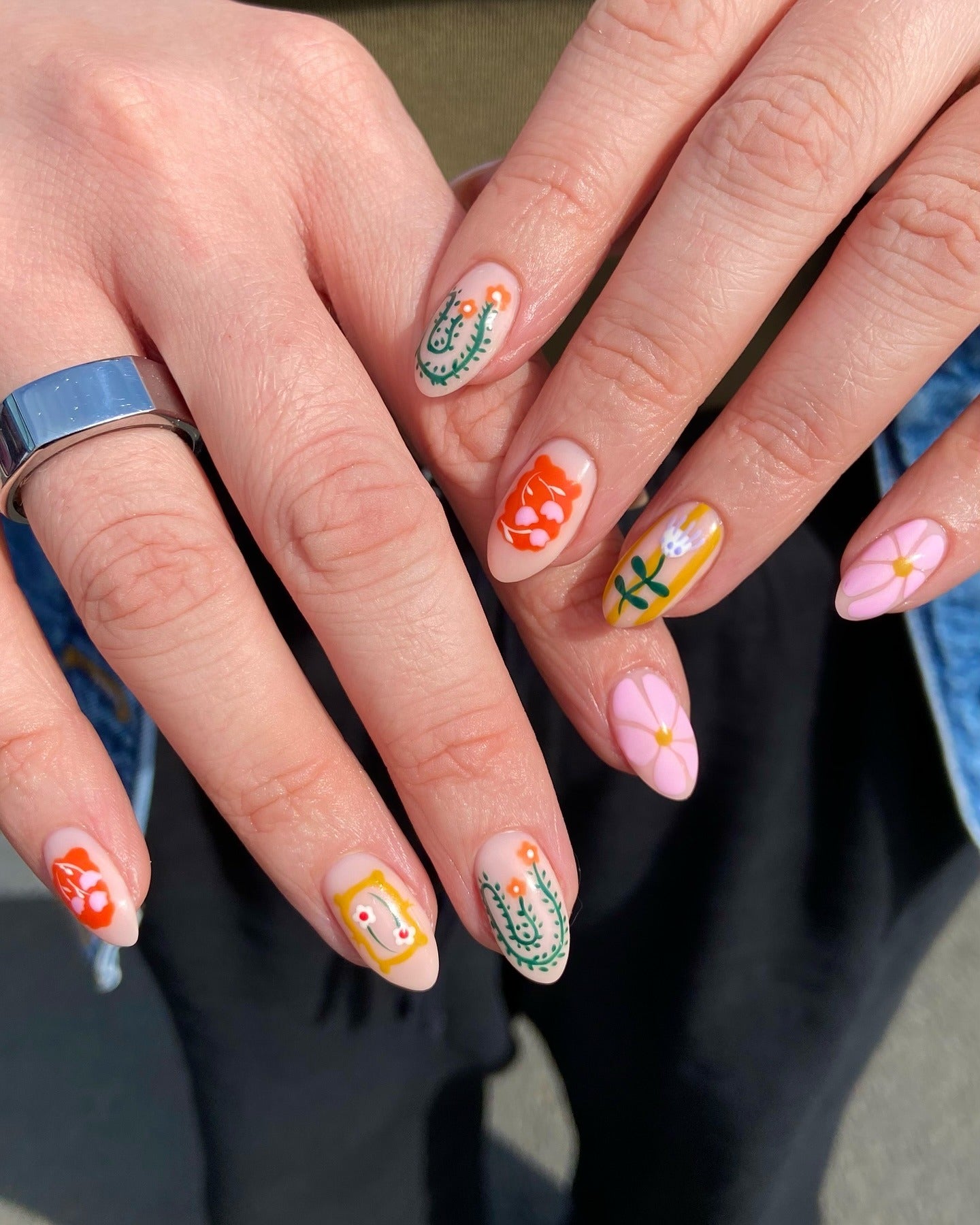 2. Whimsical Garden Sketch (Nail Art Ideas)