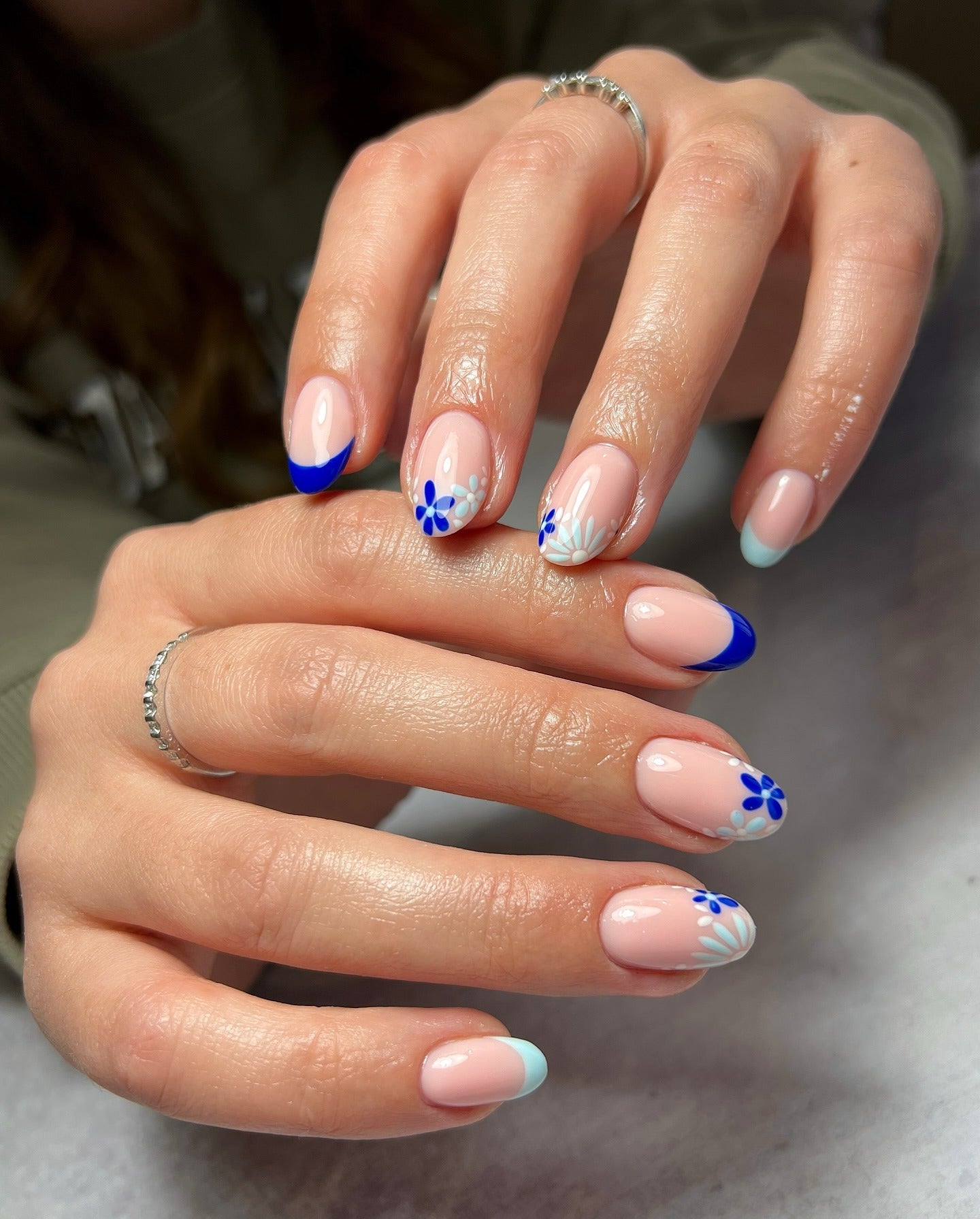 6. Blue Bloom Twist (Nail Art Ideas)