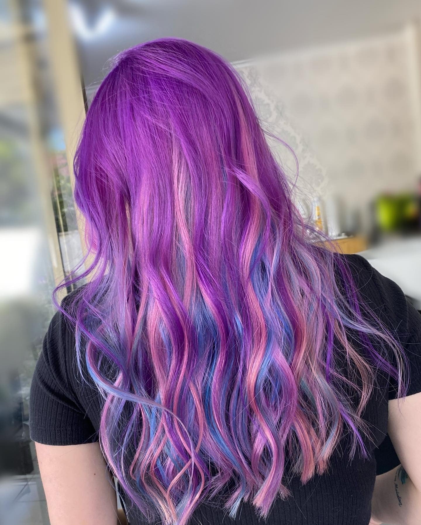 11. Vibrant Violet with Pink and Blue Dimension (Pastel Hair Colors)