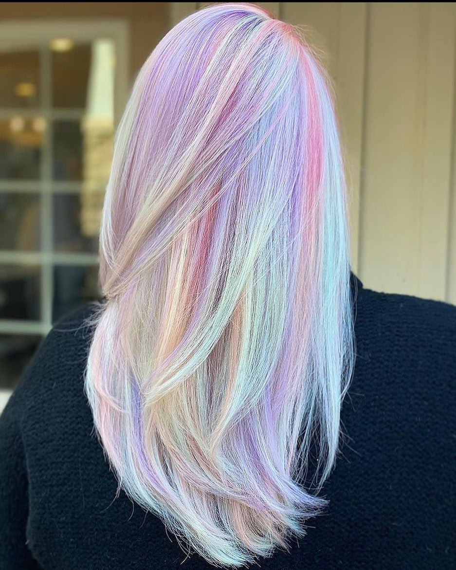 14. Pastel Watercolor Layers with Subtle Shine (Pastel Hair Colors)