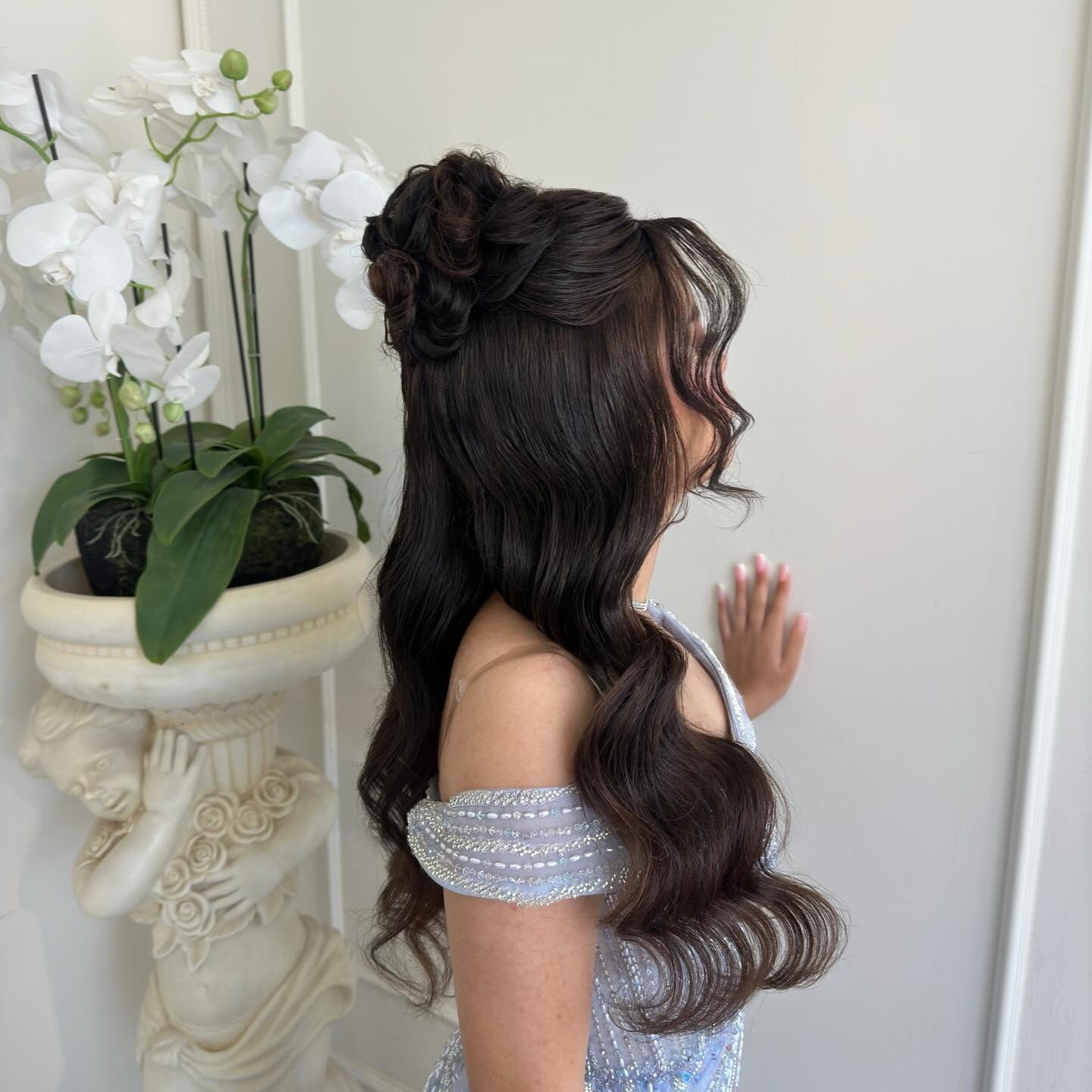 4. Romantic Half-Up with Twisted Bun Detail (Bride Hairstyles)