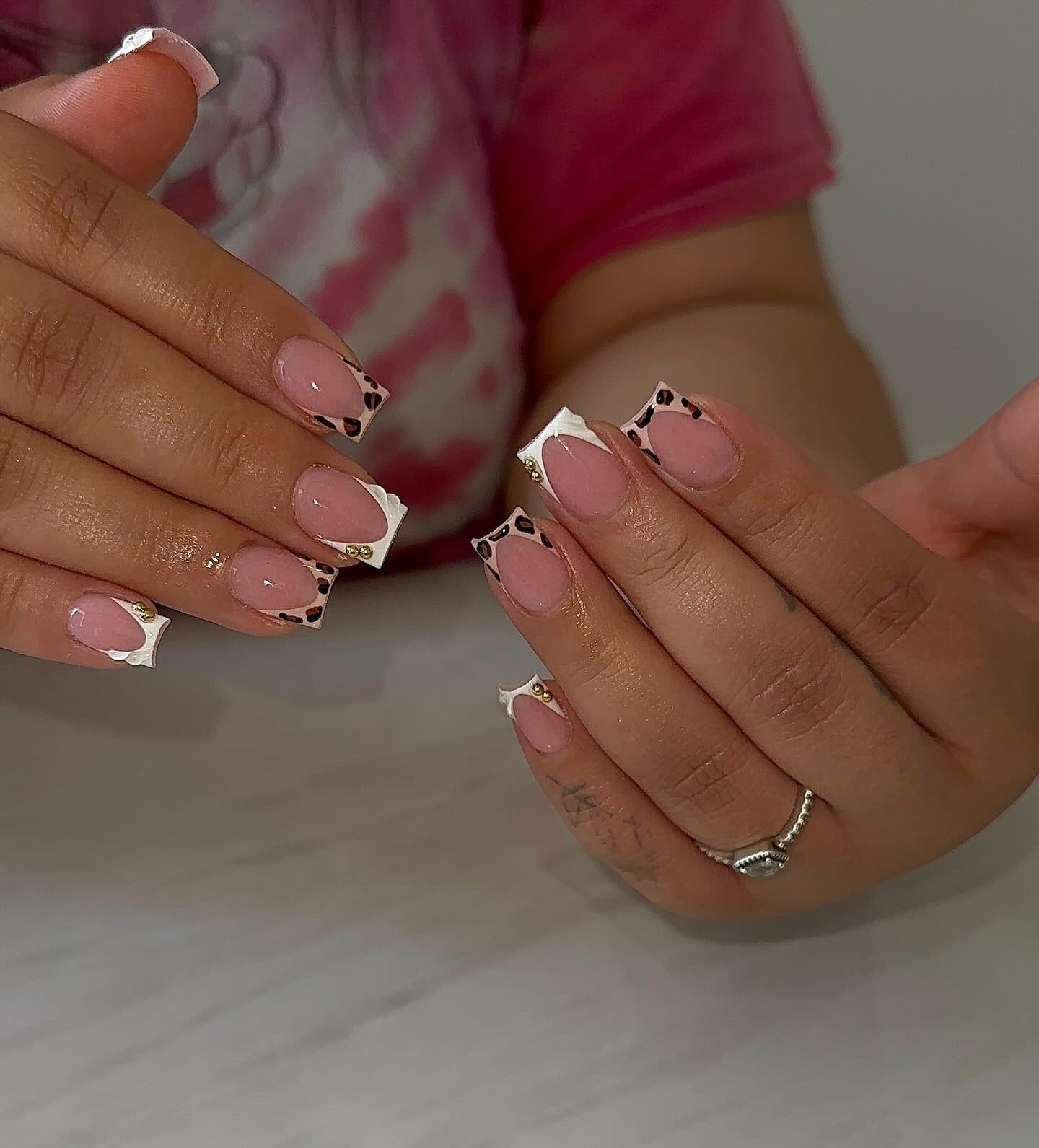 11. Animal Print French Squares (Classy Nail Ideas)