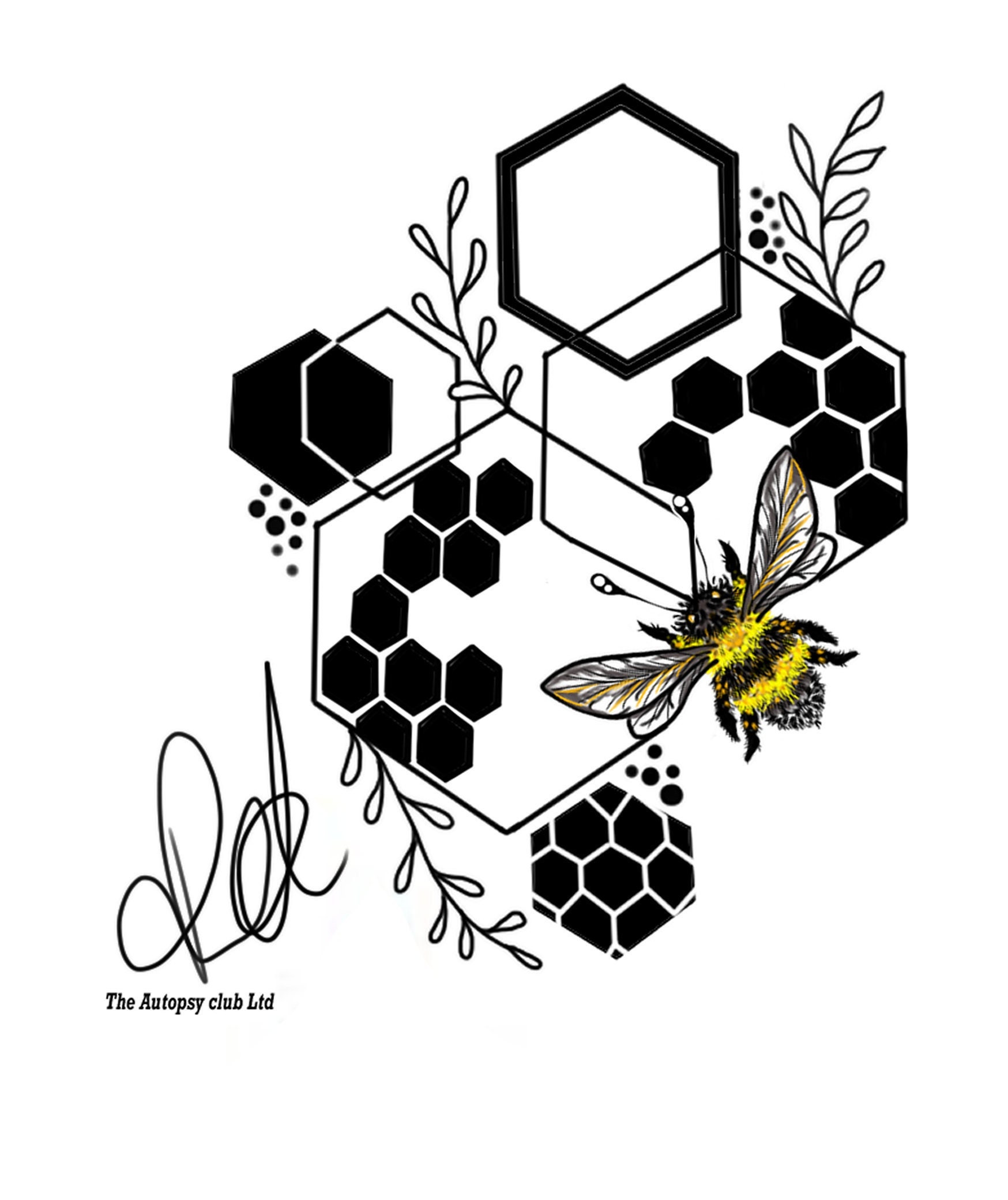 Geometric bee tattoo design