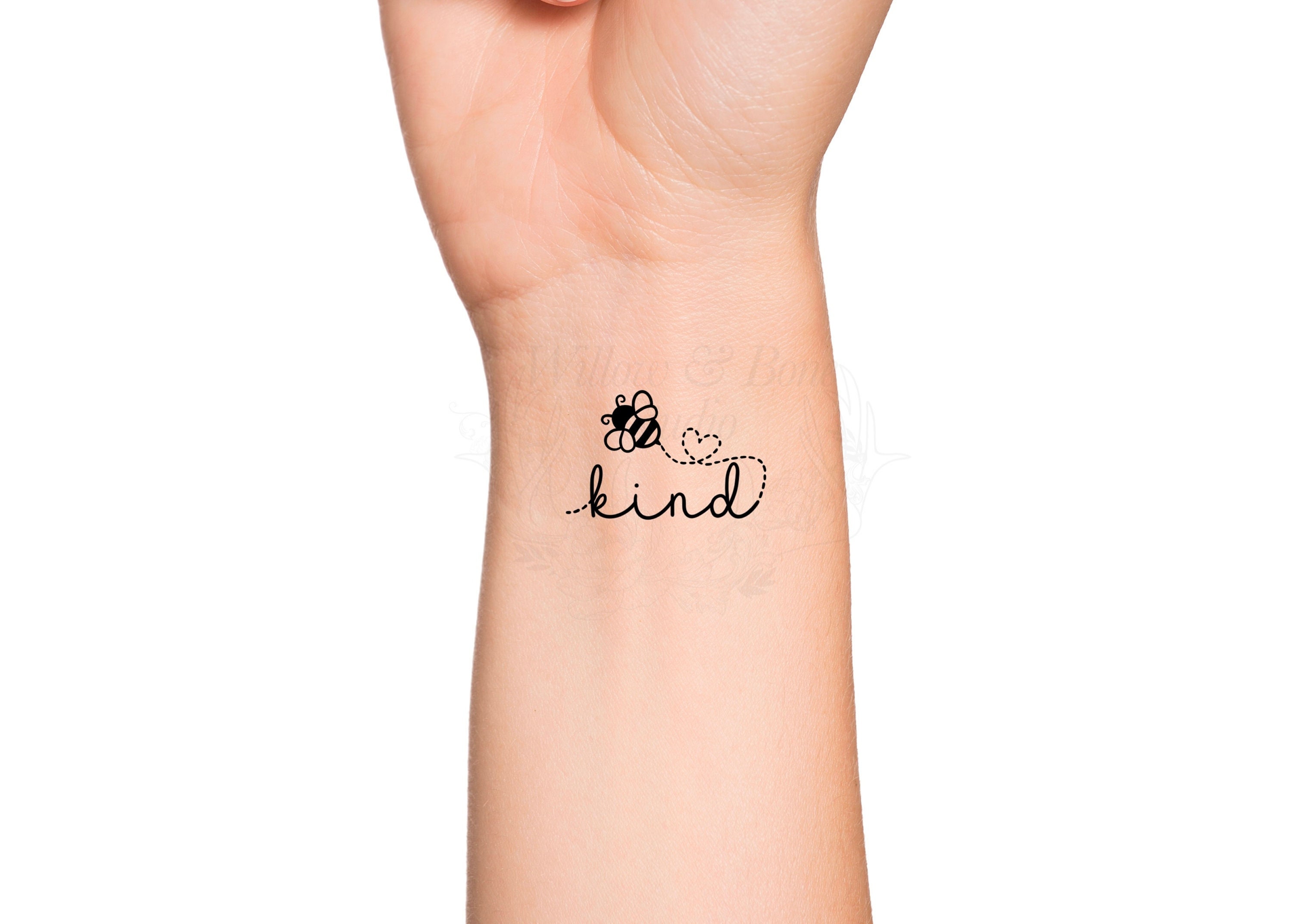 Bee Kind Dotted Heart Line Temporary Tattoo Be Kind Cute Wrist ...