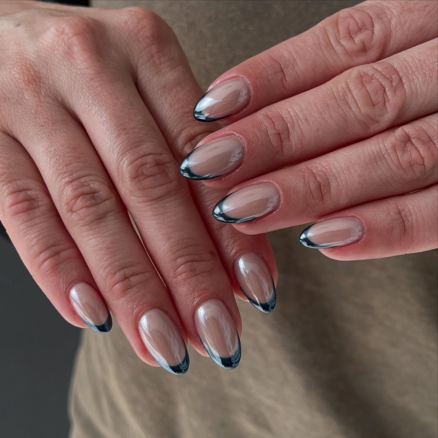 6. Midnight Chrome French (Chrome Nail Ideas)