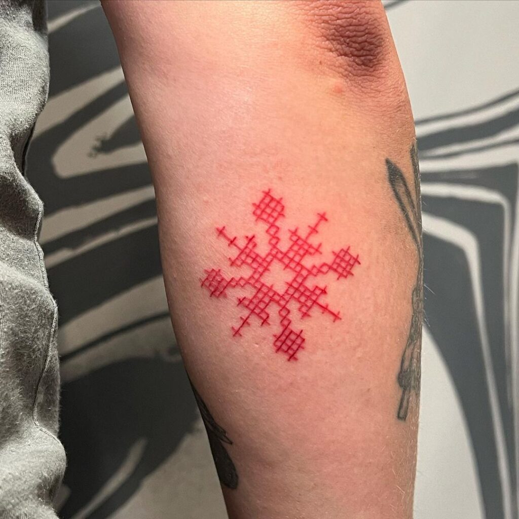 Red Snowflake Tattoo