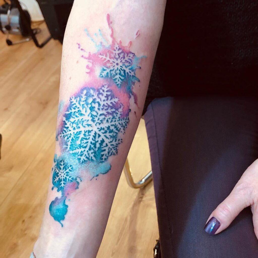 Watercolor Snowflake Tattoo