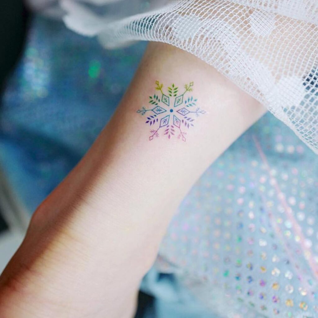 Colorful And Delicate Snowflake Tat