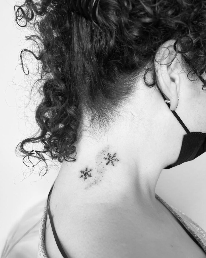 Snowflakes Neck Tattoo
