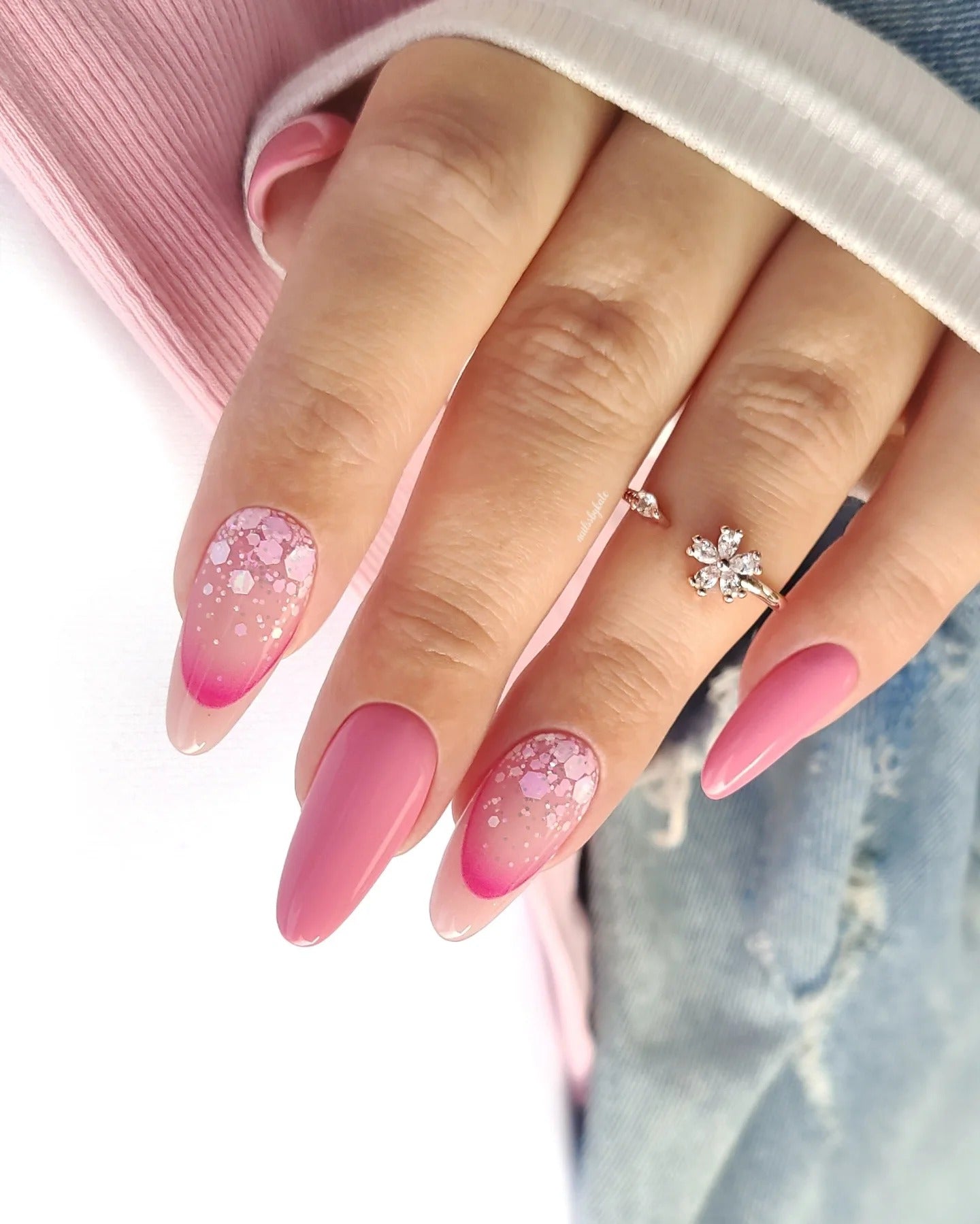 3. Pink Gradient Sparkle Chic (Elegant Nail Ideas)