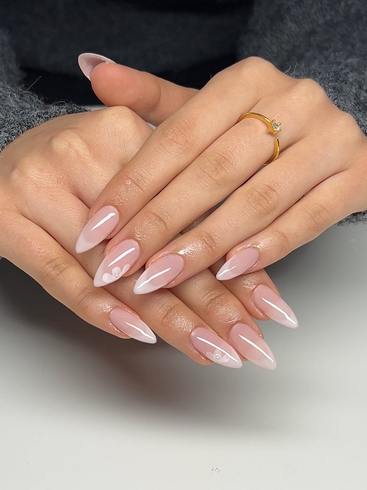 8. Soft French Fade with Pearl Accent (Elegant Nail Ideas)