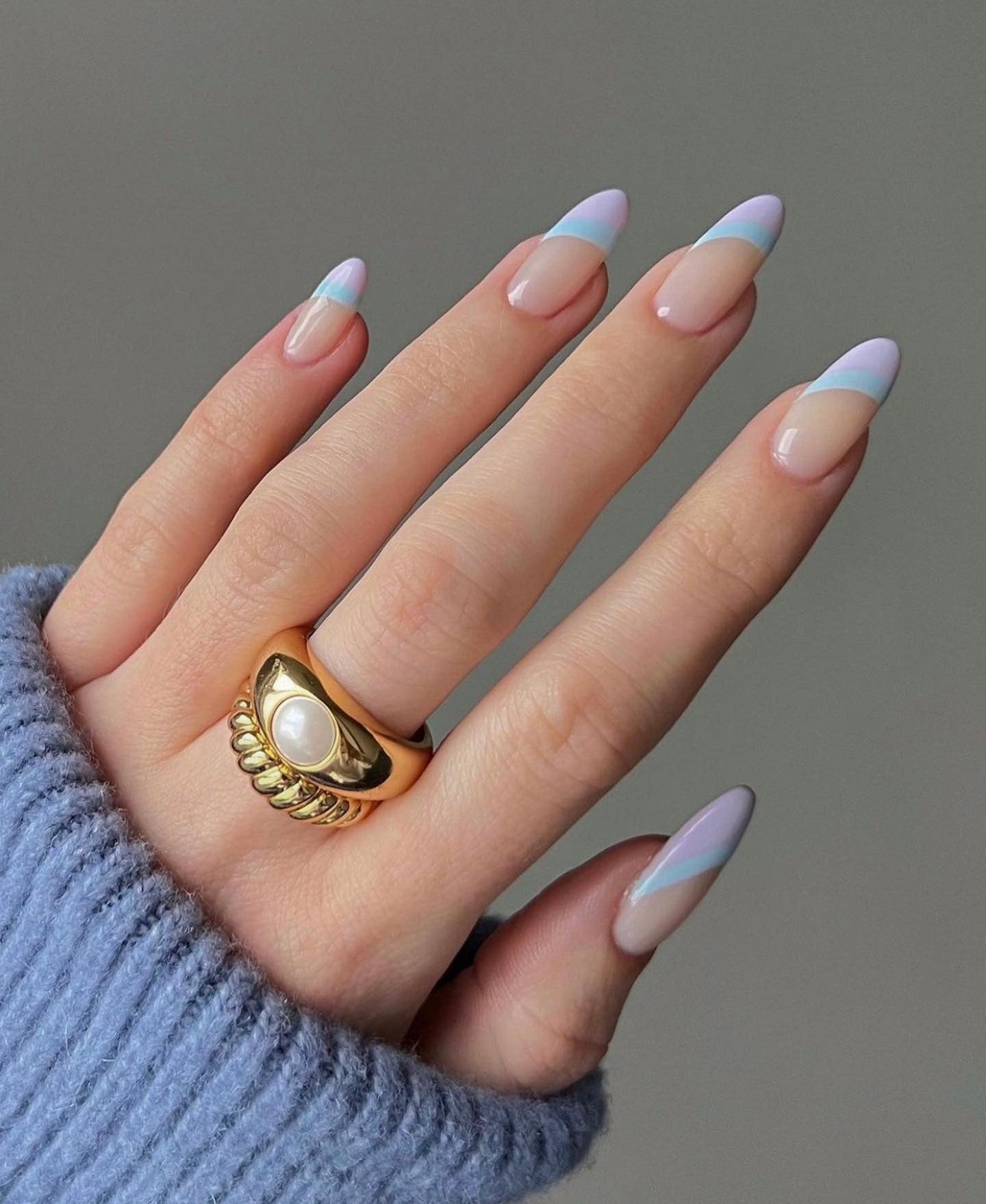 1. Lilac & Sky Micro French (Almond Nail Ideas)