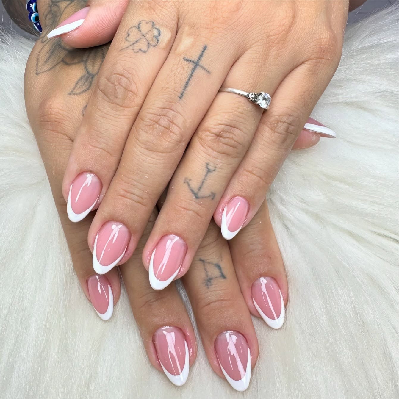 6. Sculpted V-Tip French (Almond Nail Ideas)