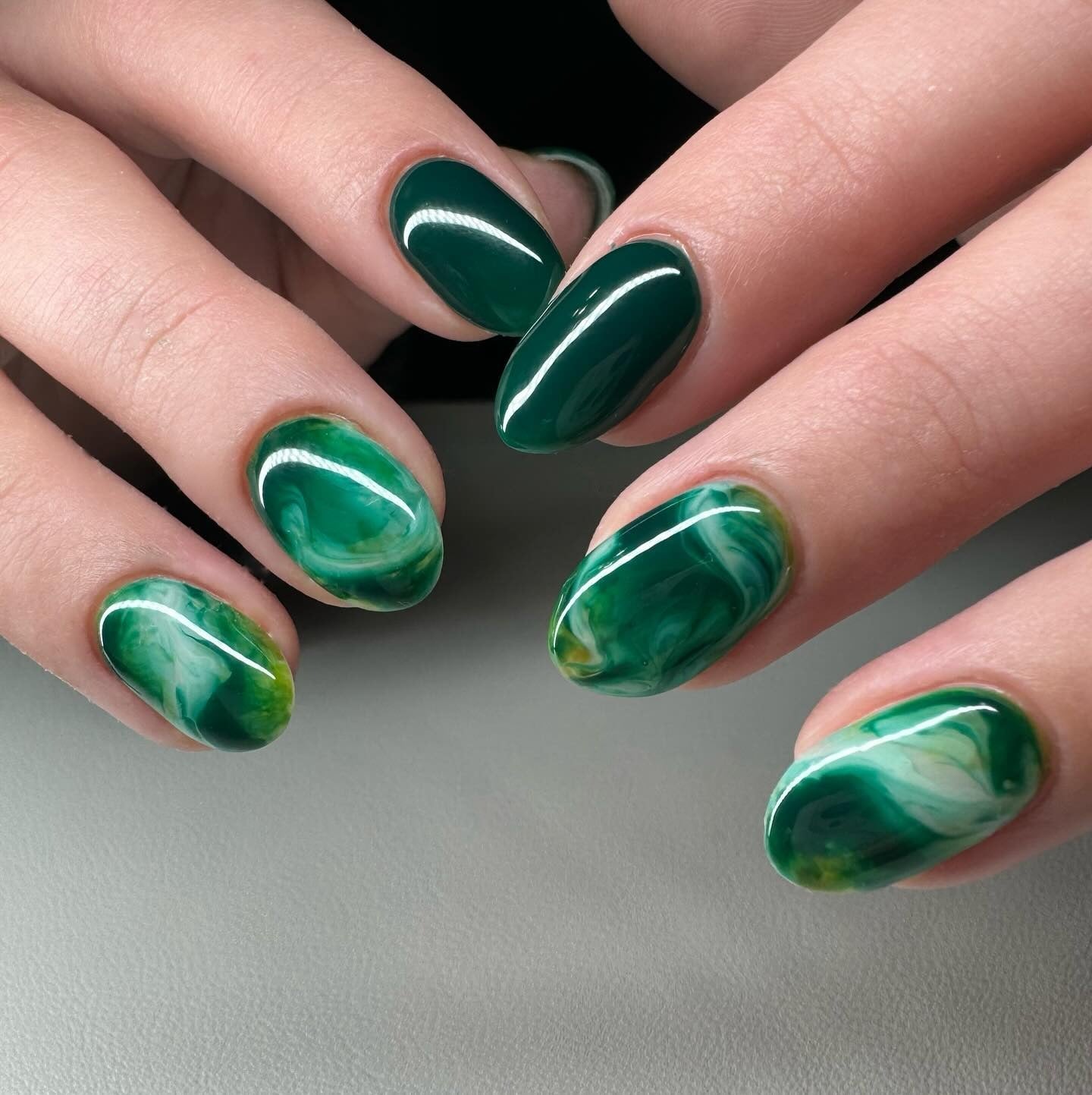 9. Emerald Marble Swirl (Green Nail Ideas)