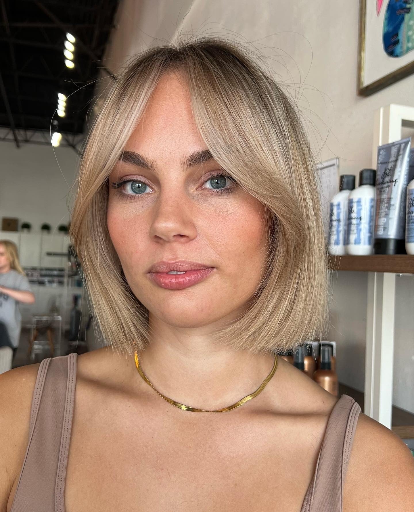5. Modern Buff Bob with Curtain Bangs (Old Money Hair)