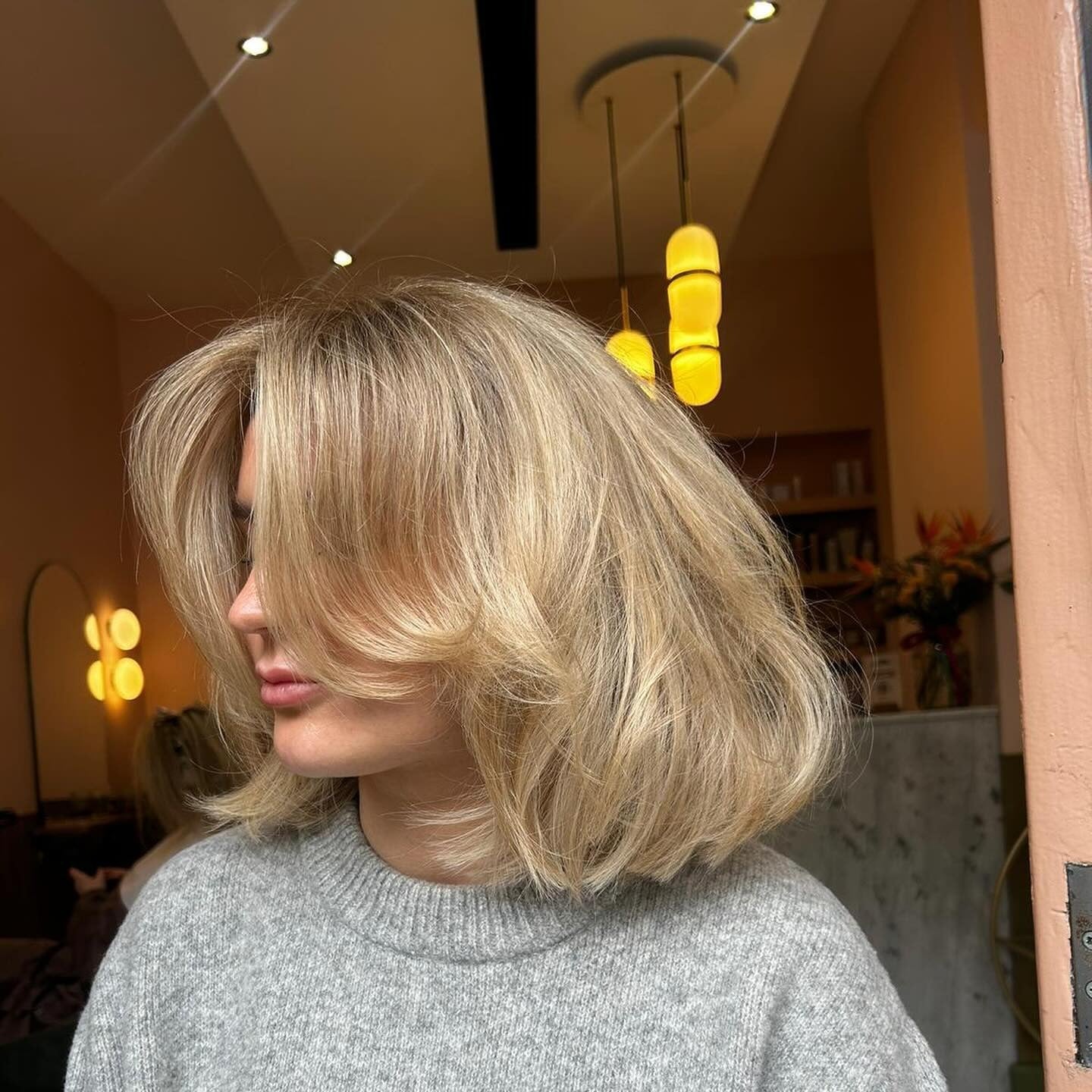 7. Blended Gold Mid-Length Blowout (Old Money Hair)