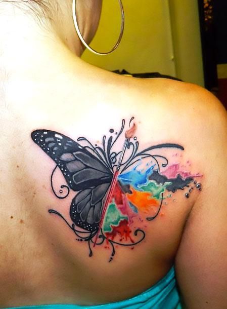 Watercolor Butterfly Shoulder Blades
